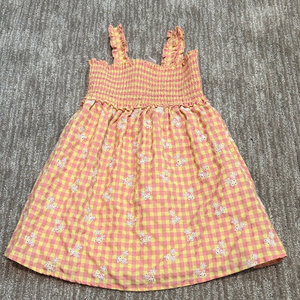 Pink and Yellow Gingham Kids Dress